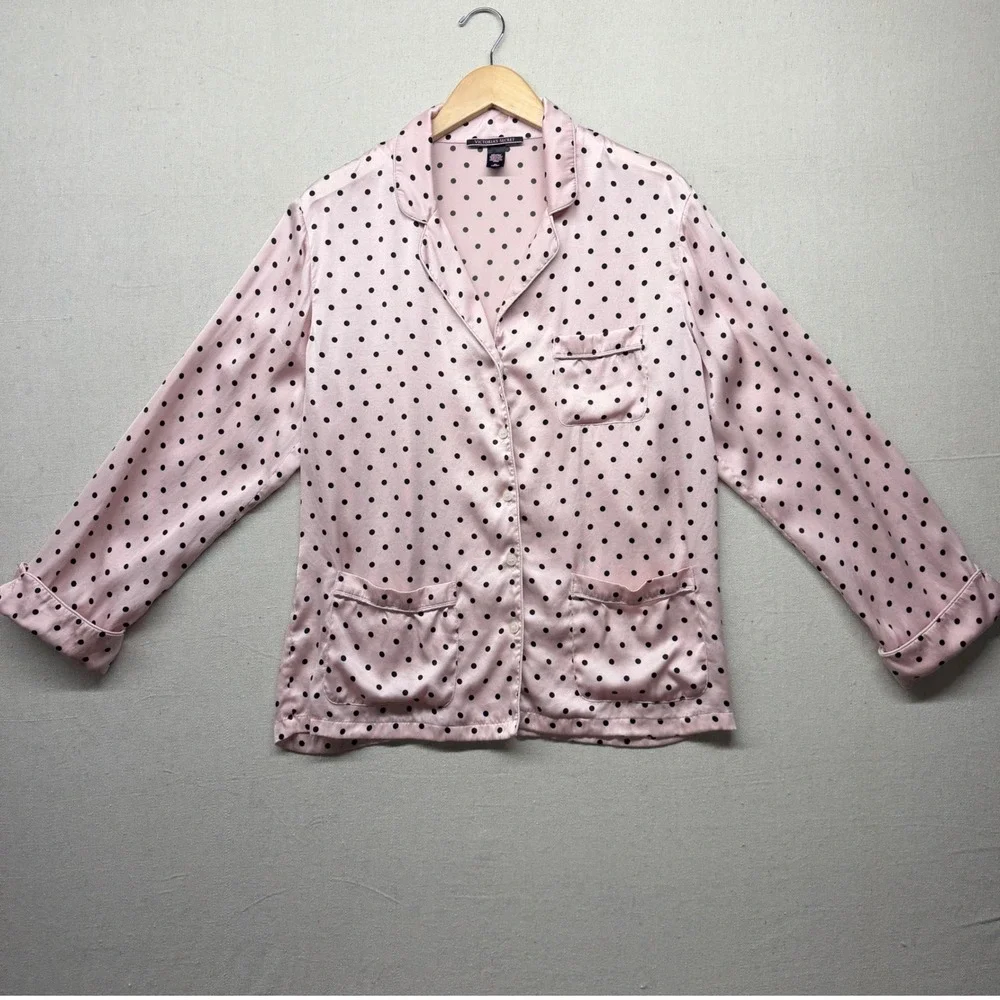 Victoria's Secret Pink Polka Dot 100% Mulberry Silk Pajama Set Top Pants M - Picture 3 of 16